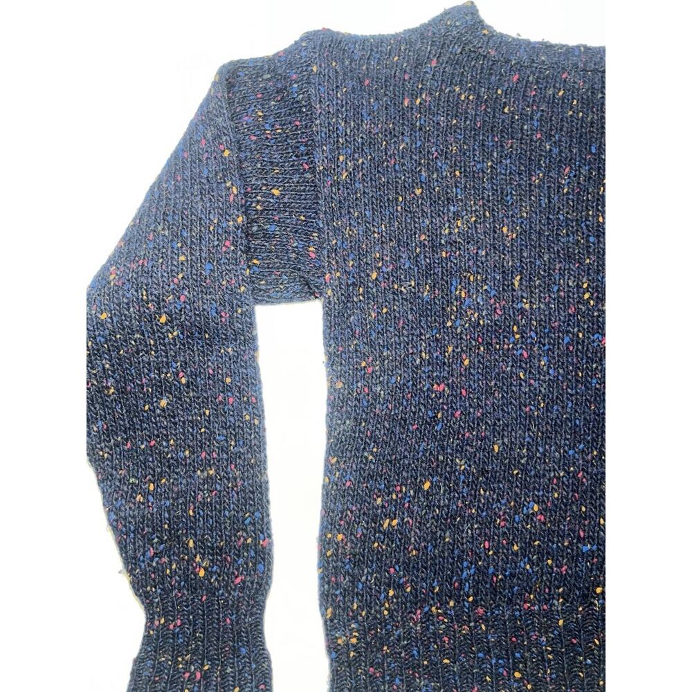 Geometric Rainbow Speckled Navy Blue Wool Sweater - Picture 13 of 15